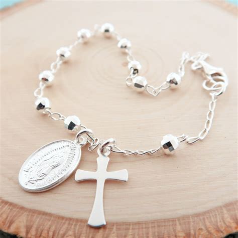 Sterling Silver Rosary Bracelet. Catholic Rosary Bracelet. Our Lady of ...