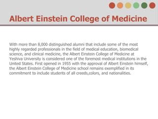 Albert Einstein College of Medicine | PPT