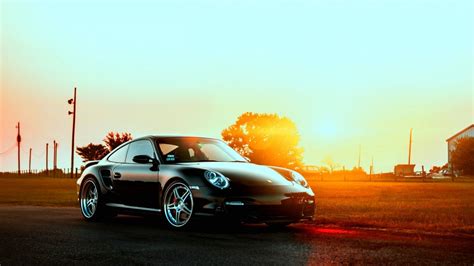 Download Wallpaper 1366x768 Porsche, Cars, City, Sunset laptop 1366x768 HD Background | Car ...