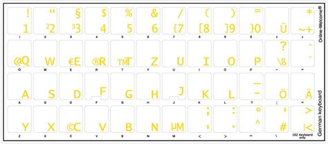 Electronikz - German Keyboard Stickers with Transparent Background with Yellow Lettering for ...