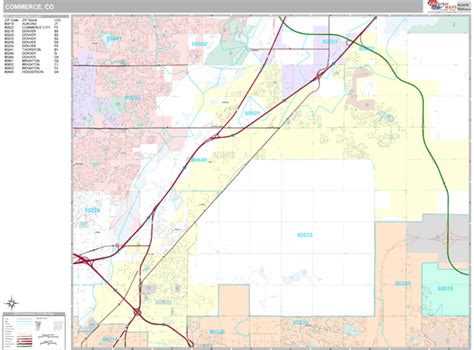 Commerce City Colorado Wall Map (Premium Style) by MarketMAPS