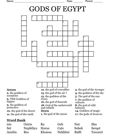 GODS OF EGYPT Crossword - WordMint