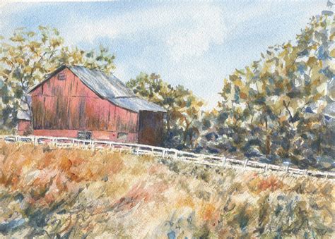 Fallston: Red Barn Painting Watercolor Painting Country | Etsy | Red ...