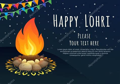 Happy Lohri celebration. Happy Lohri background with bonfire. Creative ...