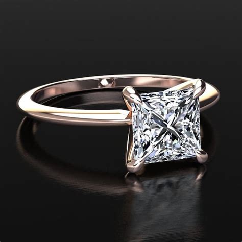 Princess Cut Solitaire Ring - Etsy