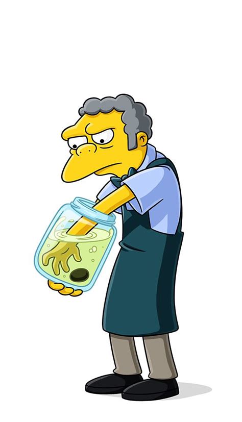 the simpsons character holding a fish in a bowl