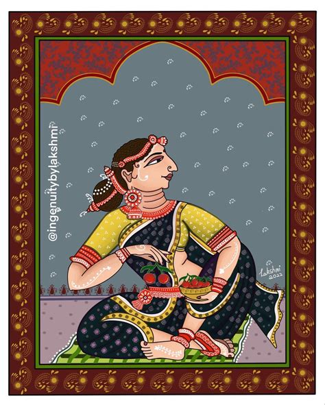 Indian lady Madhubani Painting, Folk Art Painting, Fabric Painting ...