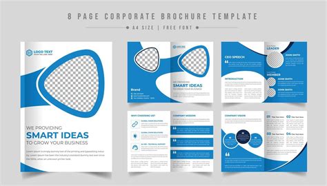 Company brochure template design, 8-page corporate brochure layout ...