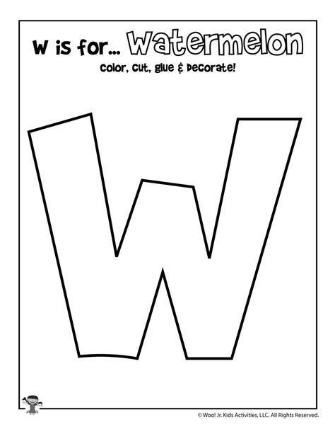 W is for Watermelon Coloring Craft Activity | Woo! Jr. Kids Activities : Children's Publishing