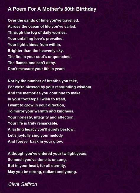 A Poem For A Mother's 80th Birthday - A Poem For A Mother's 80th ...