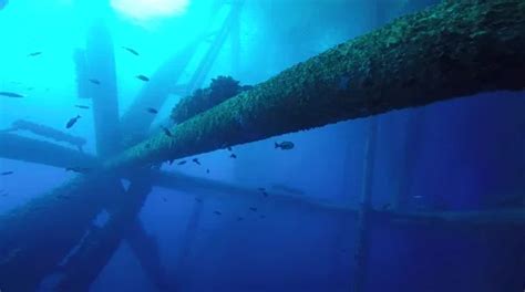 UNDERWATER: Oil Rig Structure, Artificia... | Stock Video | Pond5