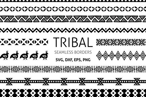 Tribal Border SVG cut files, ethnic borders clipart PNG