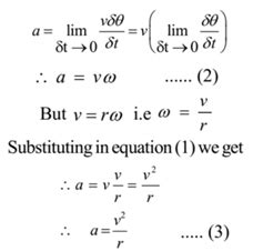 Centripetal Acceleration Equation Angular Velocity