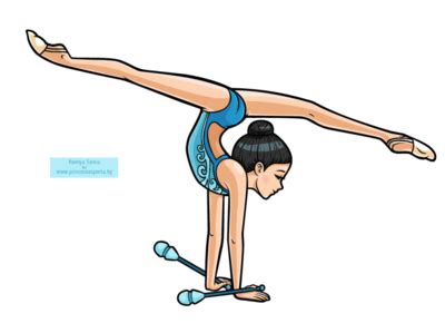 Gymnast girl with clubs, cartoon character by Ksenya Savva on Dribbble