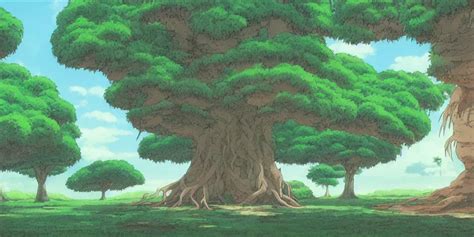 landscape with ancient banyan trees, Studio Ghibli, | Stable Diffusion