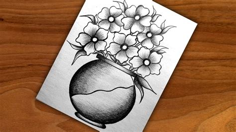 Discover 77+ pencil sketch flower vase - in.eteachers