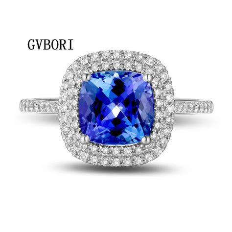 Aliexpress.com : Buy 2.3 2.5CT Blue Gemstone Ring 0.4CT Natural Diamond ...