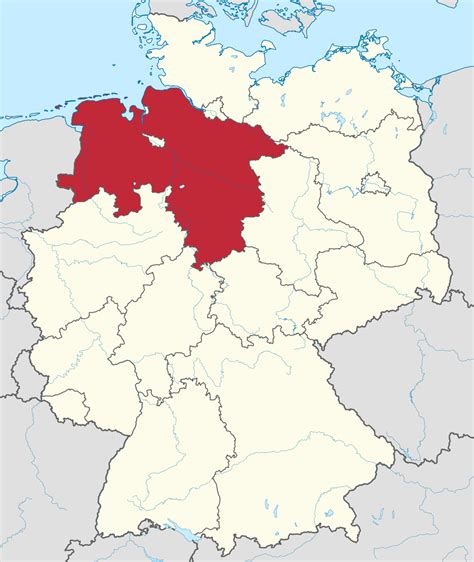 Map of Lower Saxony, Germany