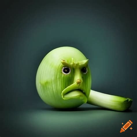 Leek with an angry face on Craiyon