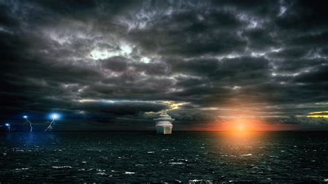 Ship, Pacific Ocean, sea, sun rays HD wallpaper | Wallpaper Flare