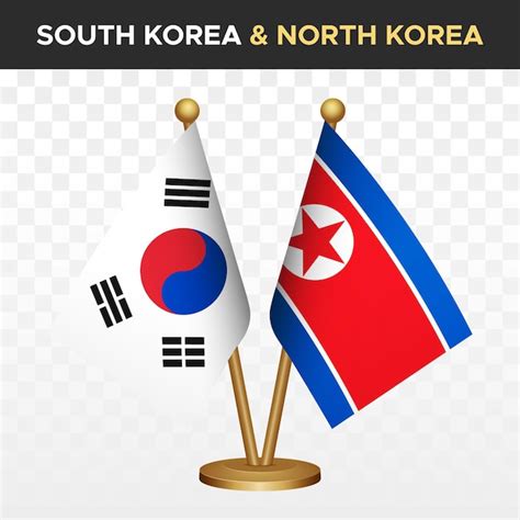 Premium Vector | South korea vs north korea flags 3d standing desk flag ...