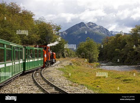 Argentina, Tierra del Fuego, Tren del Fin del Mundo, train, locomotive, carriages Stock Photo ...