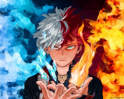 Ice and fire, todoroki power 4K wallpaper download