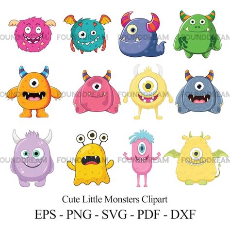 Little Monster Clipart / Monsters Clip Art / Monsters vector / | Etsy