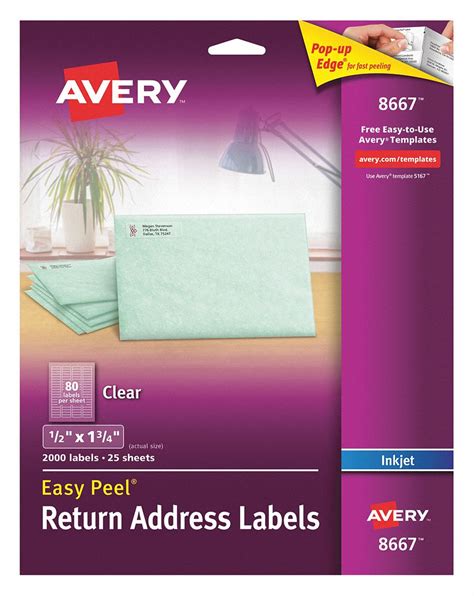 AVERY, 8,667 Avery Template #, Clear, Inkjet Label - 5NHK2|727828667 - Grainger