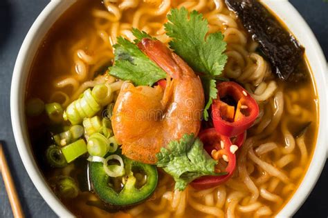 Instant Spicy Seafood Ramen Stock Photo - Image of thai, cooking: 240552802