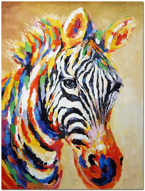 Hand Painted Impressionist Zebra Oil Painting on Canvas Multi-colored Animal Art - Etsy | Zebra ...