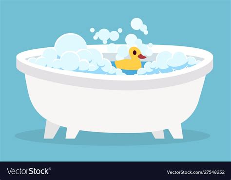 White bathtub cartoon clean cute hot bath Vector Image