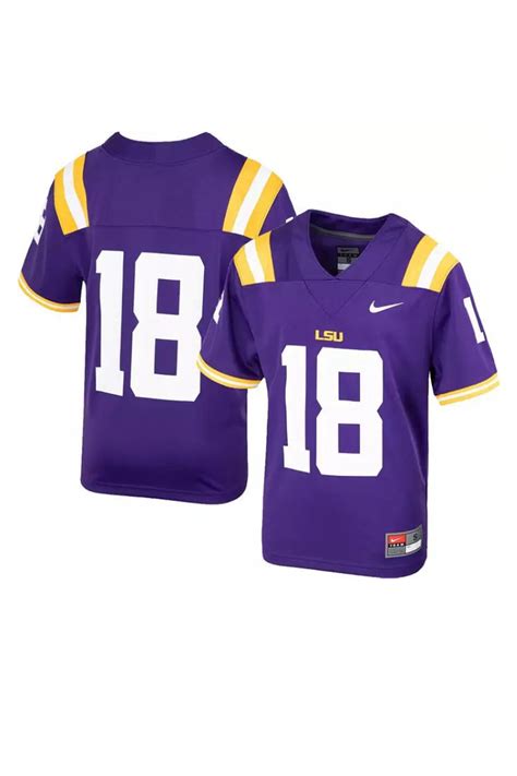 LSU Tigers Purple #18 Kids/Youth Nike Team Replica Football Jersey ...