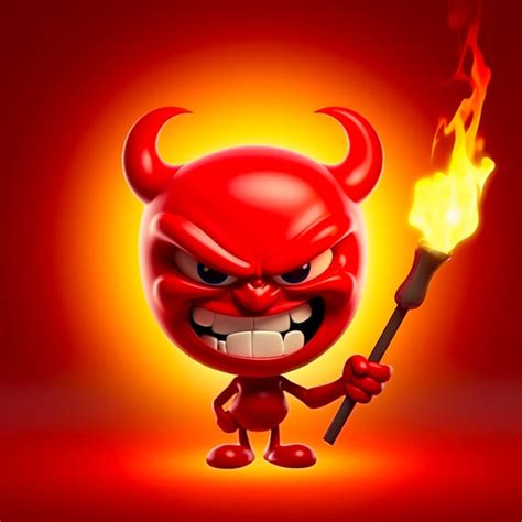 Premium Photo | Red Devil Cartoon Emoji Character Holding A Pitchfork ...