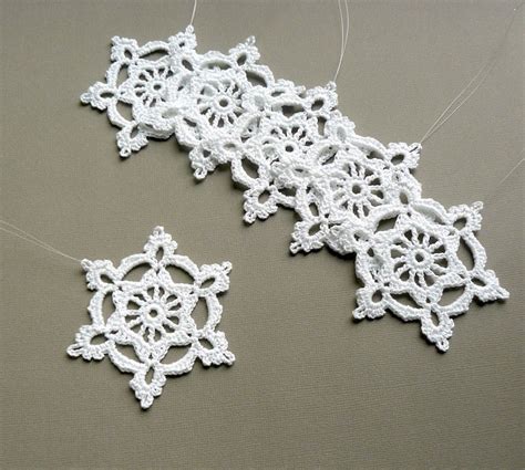 6 Crochet Snowflake Ornaments Large Snowflake by CaitlinSainio