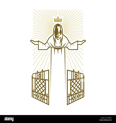 Christian illustration. Silhouette of king Jesus Christ in God's kingdom Stock Vector Image ...