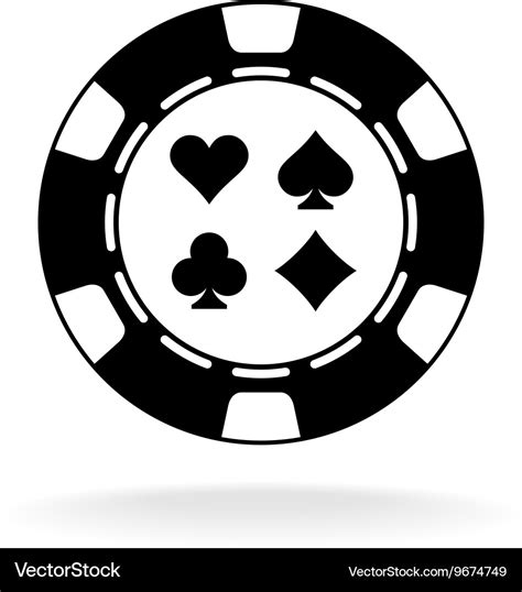 Casino poker chip black icon with card suits Vector Image