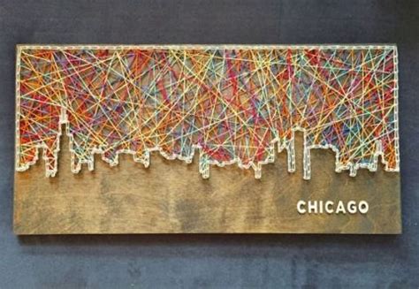 String Art Diy, String Art Tutorials, String Art Letters, Craft Letters, Chicago Skyline ...
