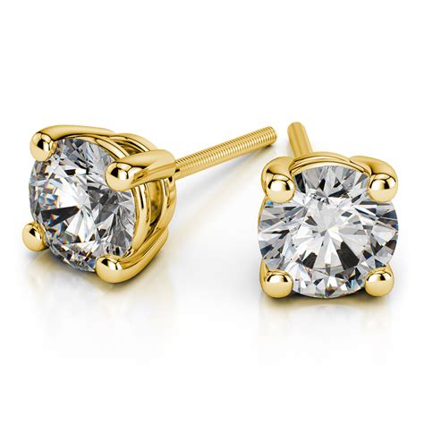 Round Diamond Solitaire Earrings In Yellow Gold (1/4 Ctw)