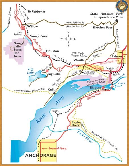 Maps of Alaska Roads By Bearfoot Guides: Map Of Anchorage to Willow, Alaska