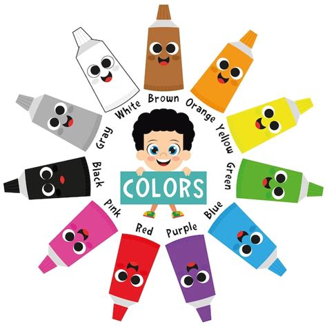 Premium Vector | Coloron childrens and paint tubes for children