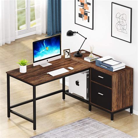 L-Shaped Desk, 55 Inch Computer Corner Desk with Drawer – MecaWorks – EGYPT