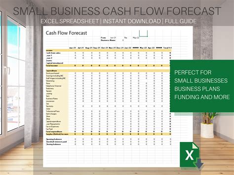 Cash Flow Forecast Excel Spreadsheet. Perfect for Small Business Owners ...