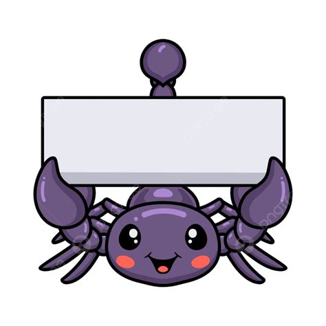 Cute Purple Scorpion Cartoon With Blank Sign, Graphic, Wild, Wildlife PNG and Vector with ...