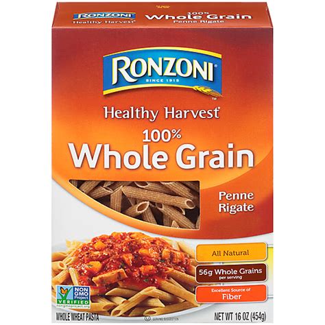 Ronzoni Healthy Harvest All Natural Penne Rigate Whole Wheat Pasta 16 ...