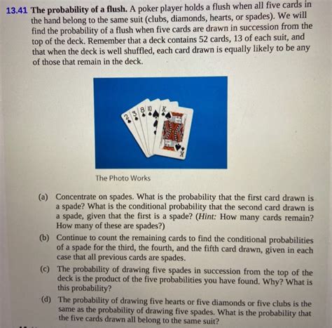 Solved 13.41 The probability of a flush. A poker player | Chegg.com