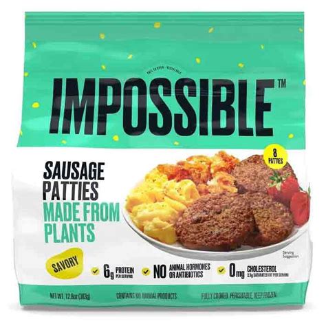 Impossible Foods Plant Based Savory Sausage Patties,12.8 oz, 8 Count, (Frozen) - Walmart.com