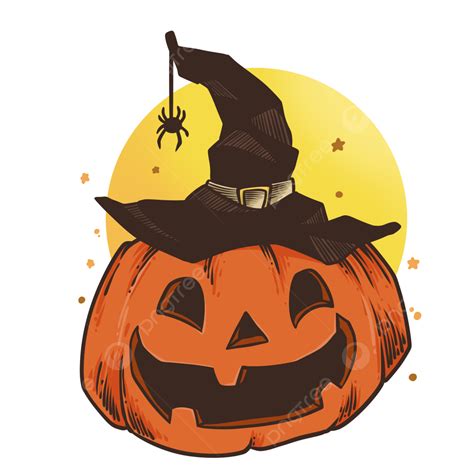 Funny Pumpkin Halloween With Wizard Hat, Halloween, Pumpkin, Lanterns PNG Transparent Clipart ...