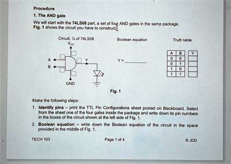 SOLVED: Procedure 1. The AND gate We will start with the 74LS08 part, a set of four AND gates in ...