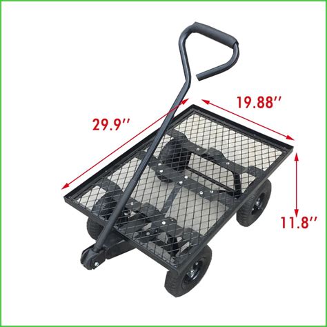 Steel Flatbed Utility Cart With Padded Pull Handle And 10-inch Pneumatic Tires And 300-pound ...